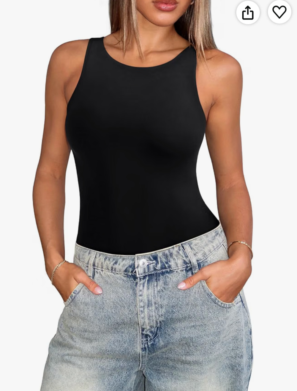 Reoria Black Sleeveless Body Suit Women's Sz MEDIUM